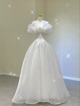 Vestido de novia elegante blanco de corte A, vestido de novia blanco Y2387